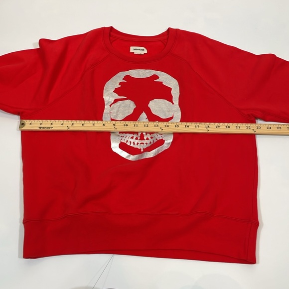 Zadig & Voltaire Red Silver Foil Skull Sweatshirt Size L NWOT - Picture 8 of 9